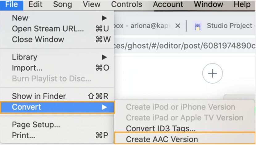 convert mp3 to aac on itunes