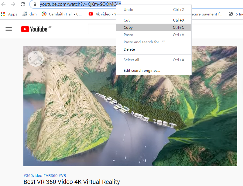 copy youtube 3d video link