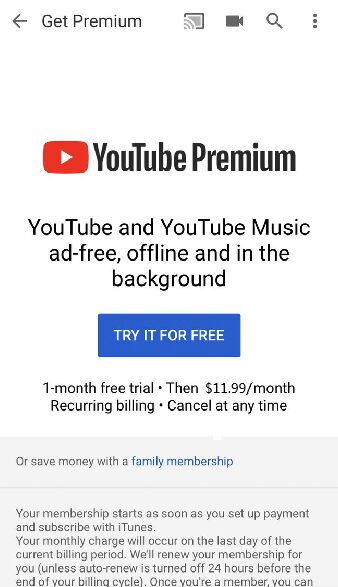 get YouTube Premium 3 month free trial on mobile