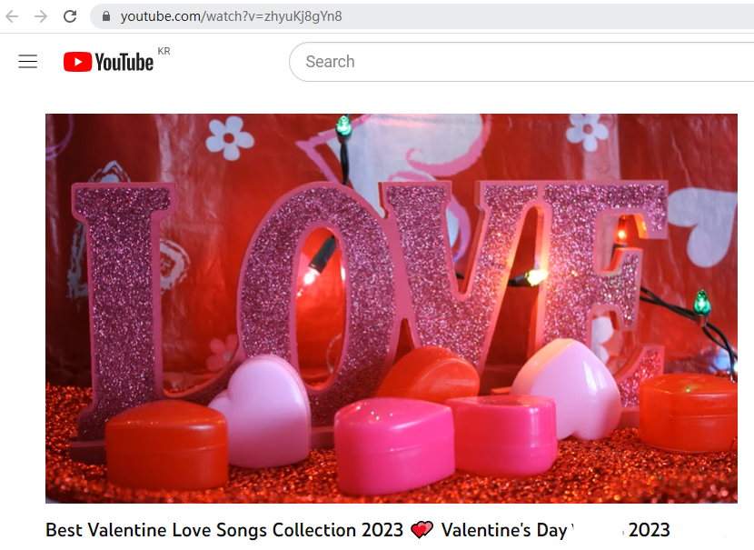 copy Valentine Day video URL on YouTube