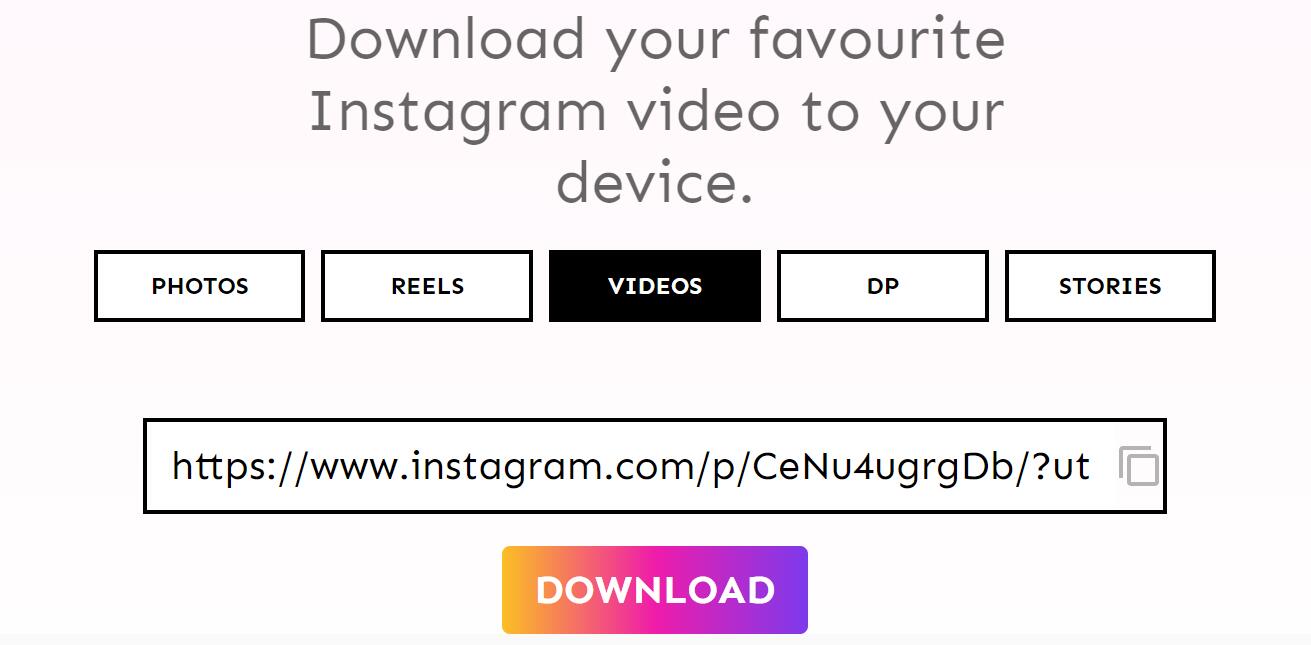 Instagram ビデオのリンクを 4kFinder Instagram Web ダウンローダーに貼り付けます