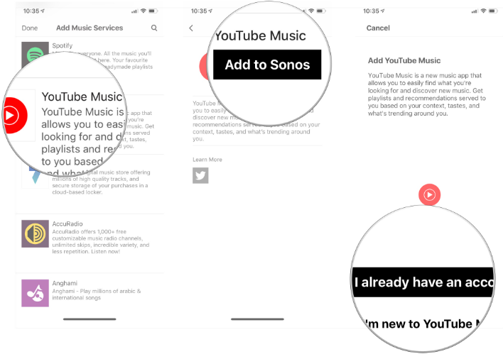 add youtube music to sonos