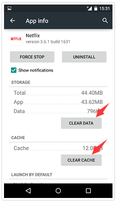 clear netflix app cache on android