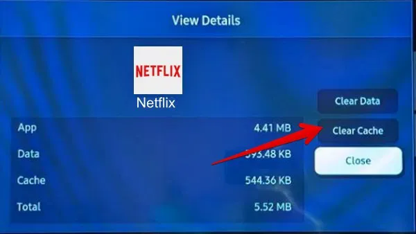 clear Netflix app cache on TV