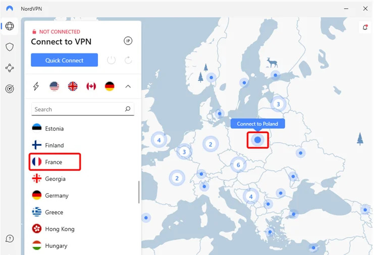 nordvpn connect server
