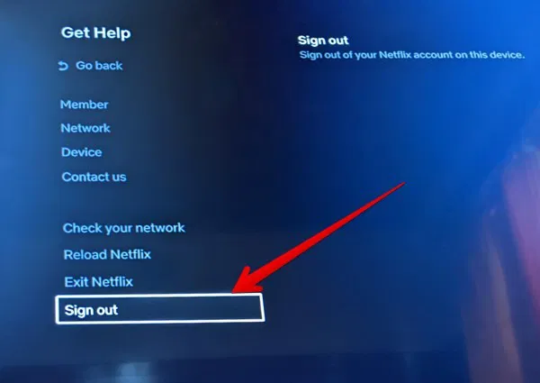 sign out of netflix on tv