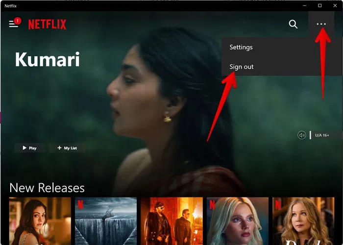 sign out of netflix on windows app
