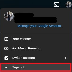 sign out YouTube Music account