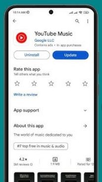 update YouTube Music app
