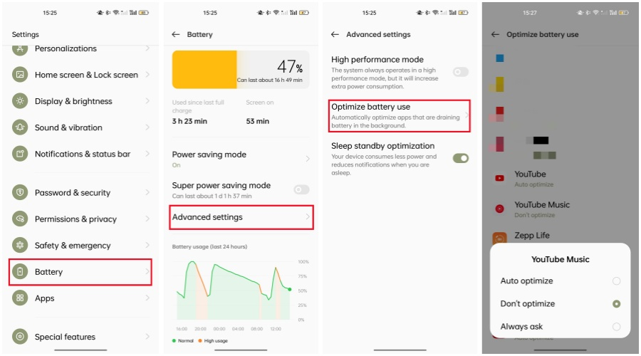 turn off battery optimization on Android