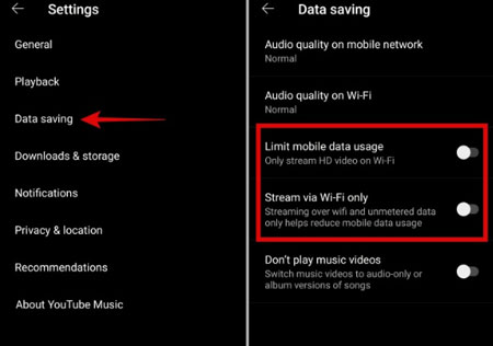 disable Streaming over Wi-Fi Only in YouTube Music