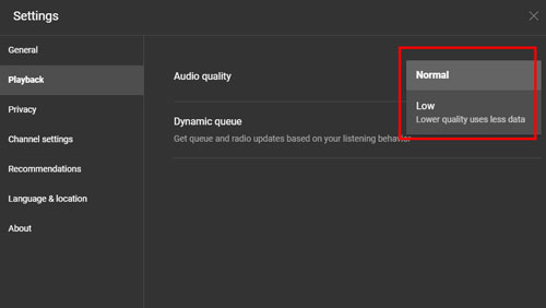 change YouTube Music audio quality