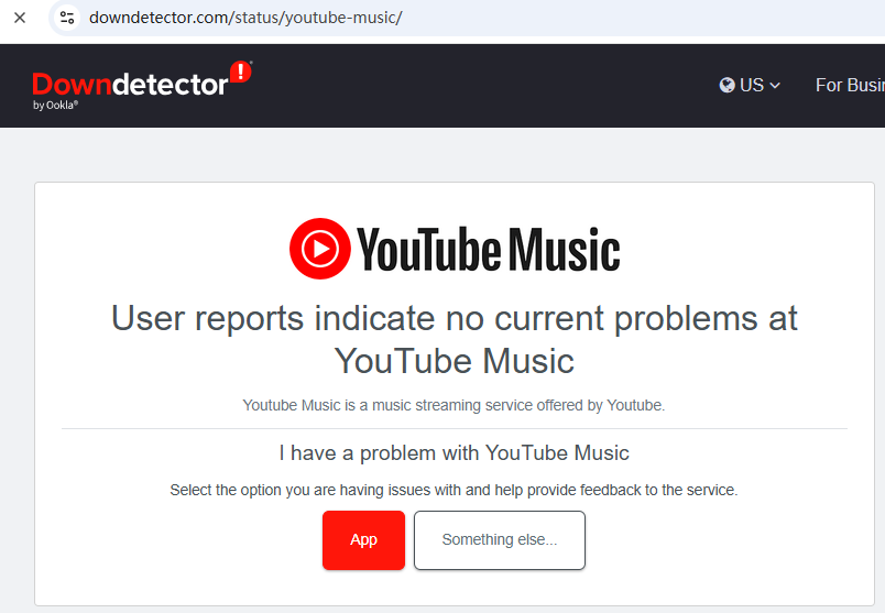check YouTube Music server status