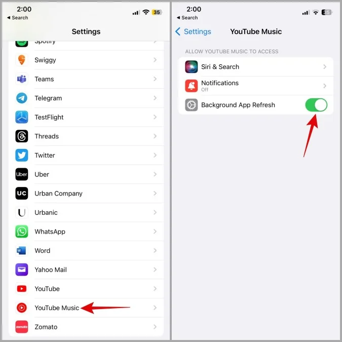 refresh YouTube Music app iPhone