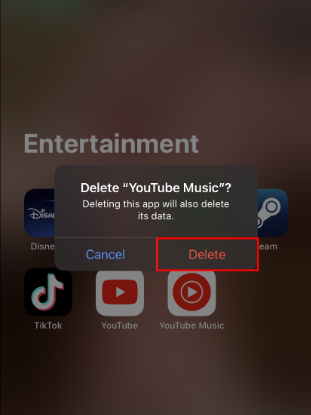reinstall YouTube Music on iPhone